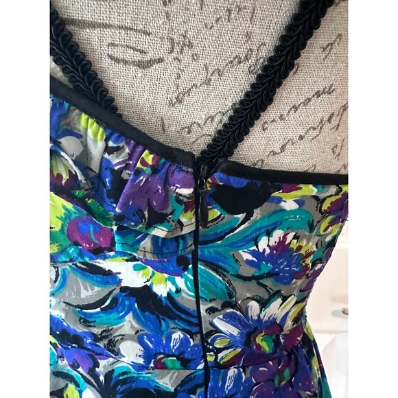 Odille Anthropologie Floral Ruffle Hatler Top sz 6/8 see desc* Y2K Peplum Halter - Picture 4 of 10
